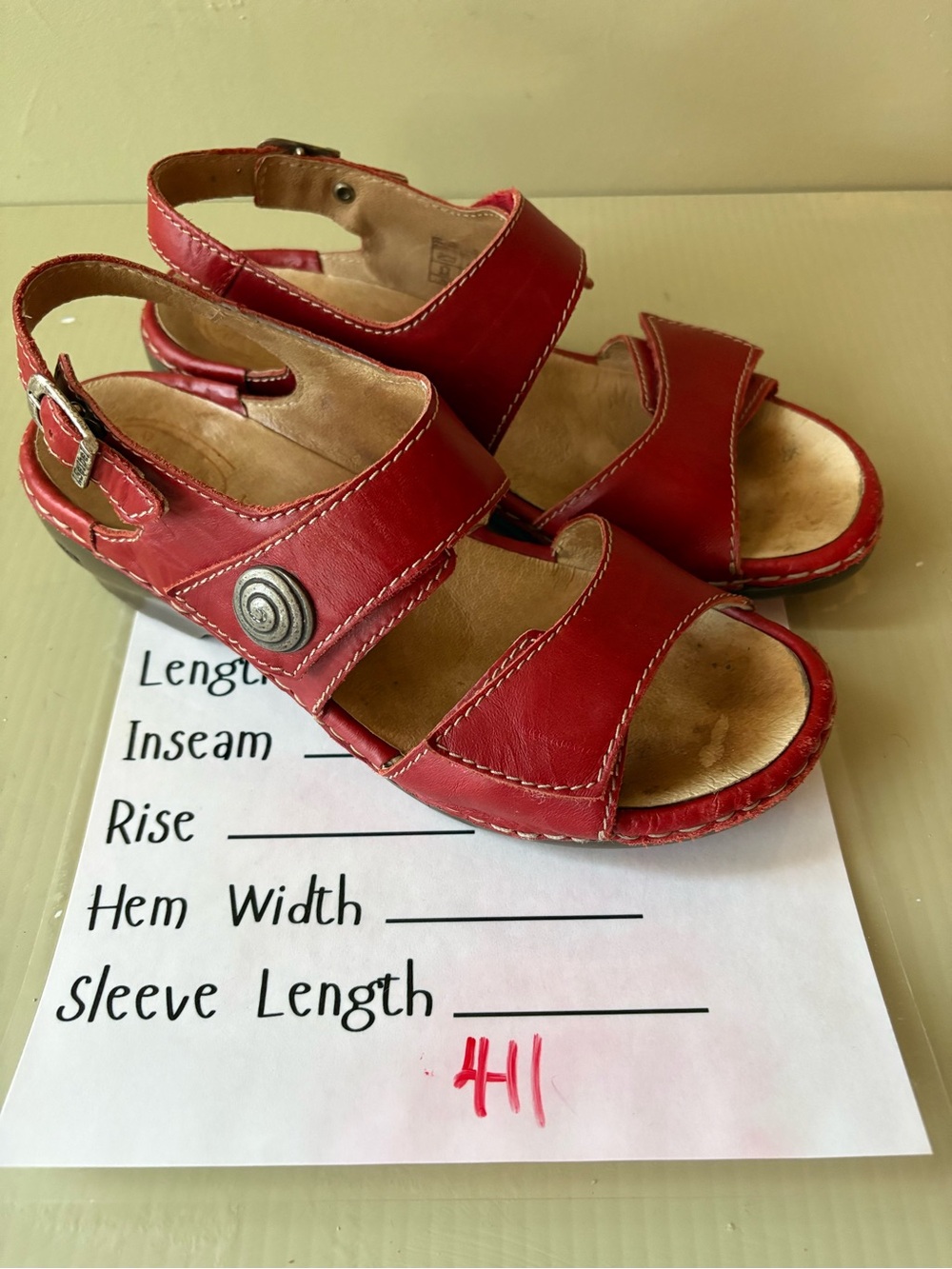 Josef Seibel Red Leather Comfort Sandals size 39 or 8.5 - Picture 9 of 9